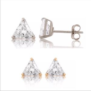 .50 Ct Trillion Cut Diamond Solid 14K Gold Studs